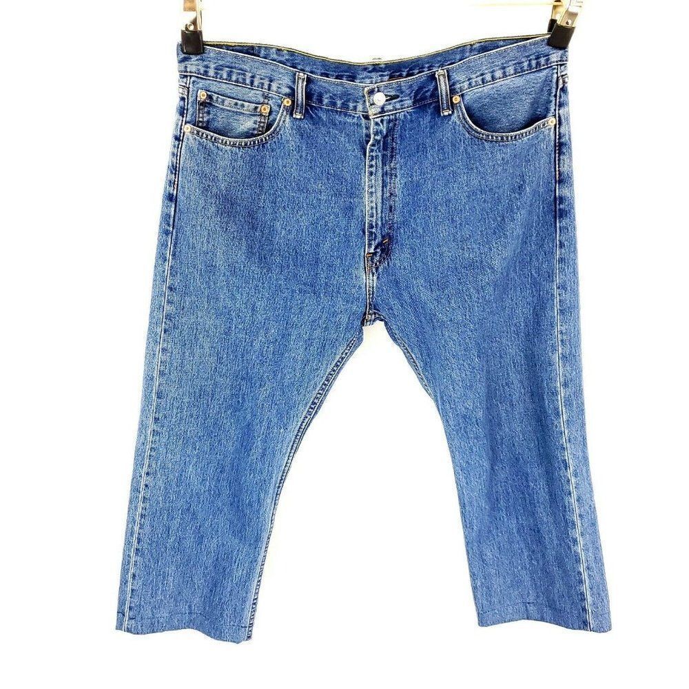 Levi's 505 Blue Jeans 42/25 High Rise Medium‎ Wash Selvedge